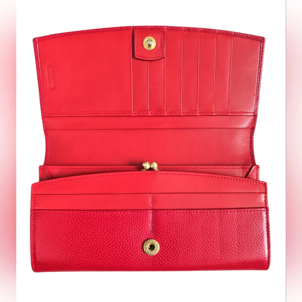 Vintage Coach Madison Envelope Clutch 4478 Red Leather Wallet Made In Italy EUC - Picture 4 of 15